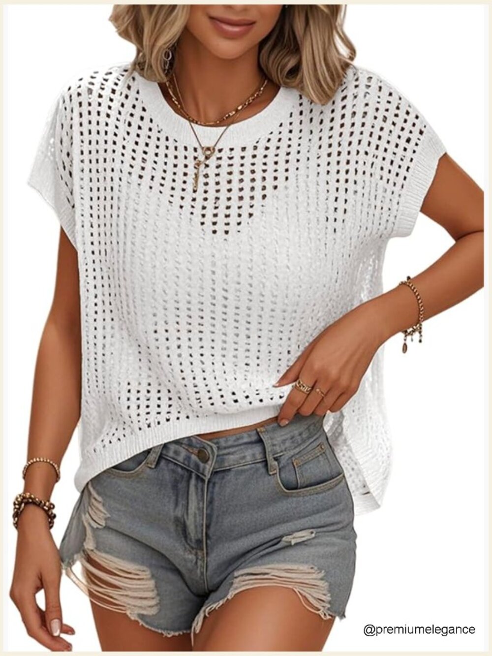 Crochet Cap Sleeve Cover Up Tank Top Sweater Vest Beach Vacation